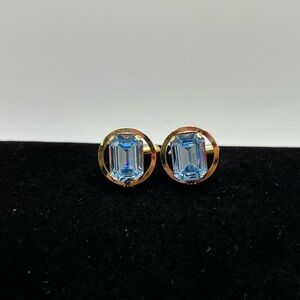 Vintage Destino Blue Rhinestone Cufflinks & Tie Pin Set